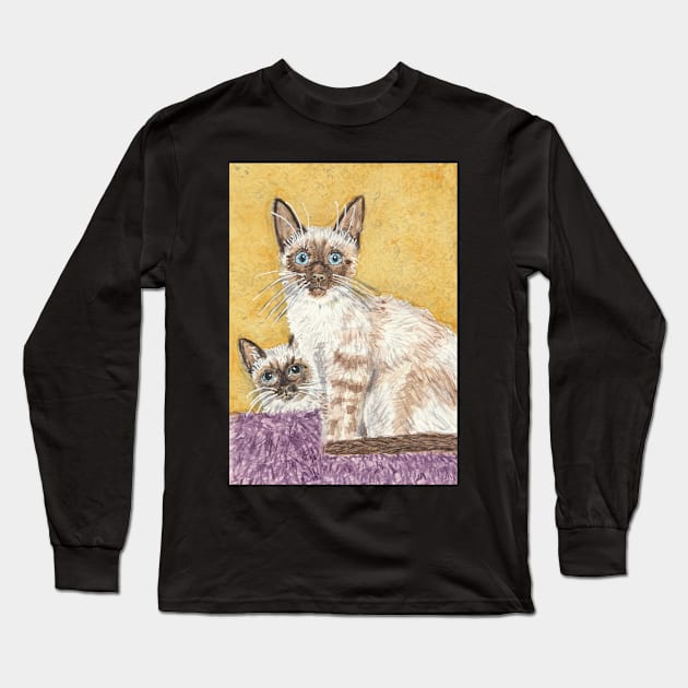 Siamese cats Long Sleeve T-Shirt by SamsArtworks